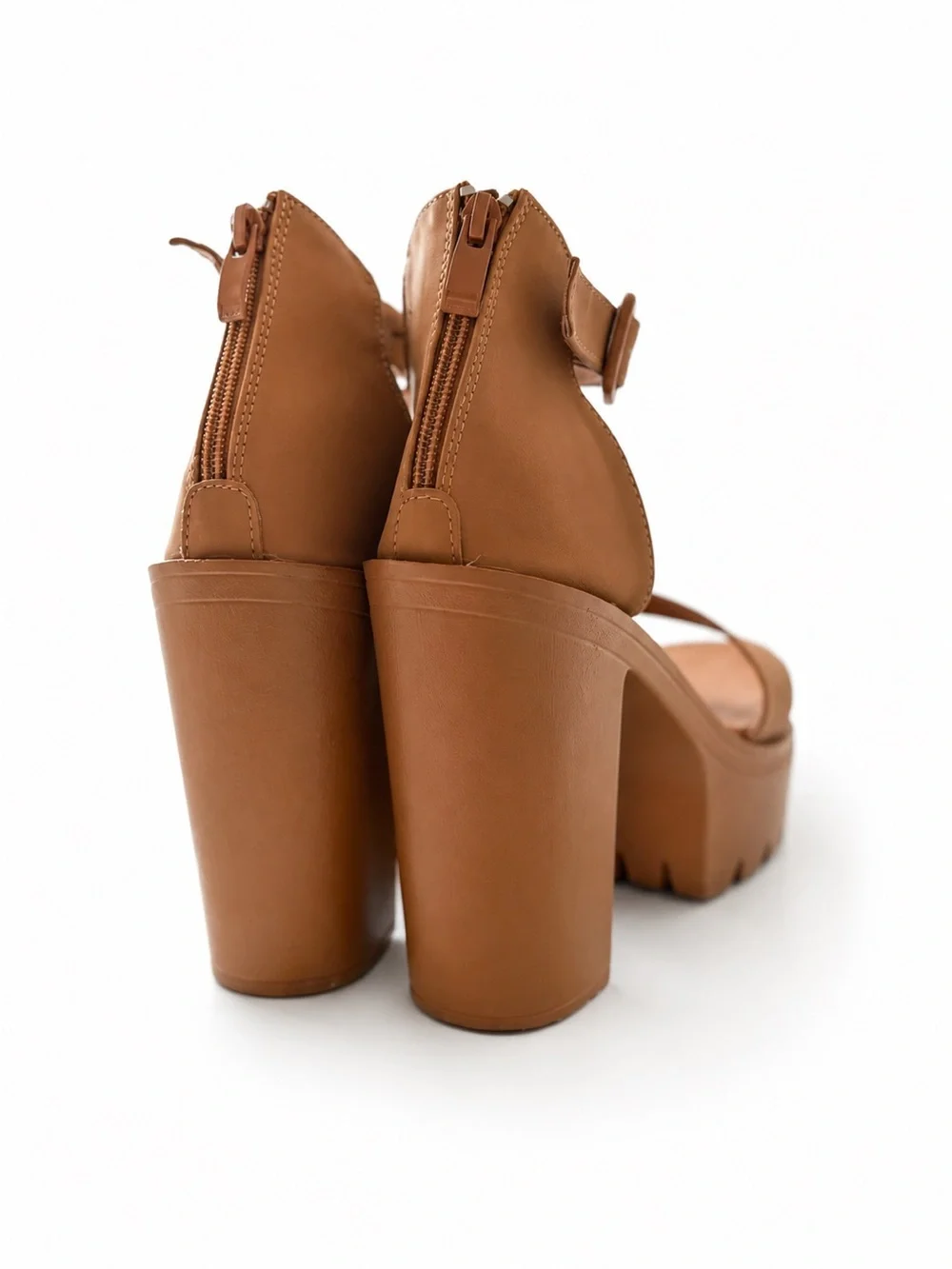 NWOT Tan Platform Block Heel Sandals Size 7